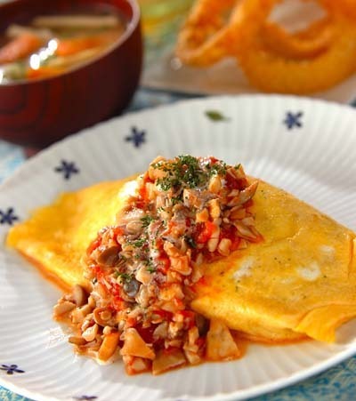 今日の献立は「たっぷりキノコオムライス」　E・レシピ