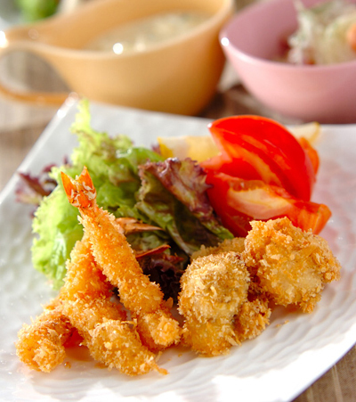 今日の献立は「エビとホタテのフライ」　E・レシピ