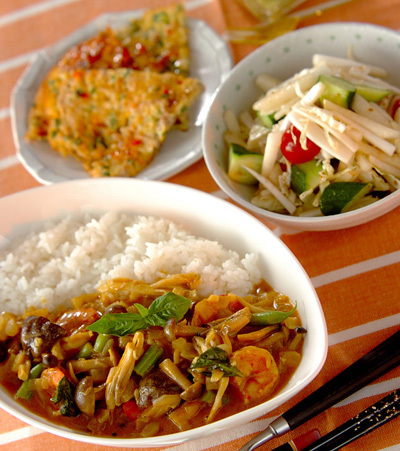 今日の献立は「キノコカレー」　E・レシピ