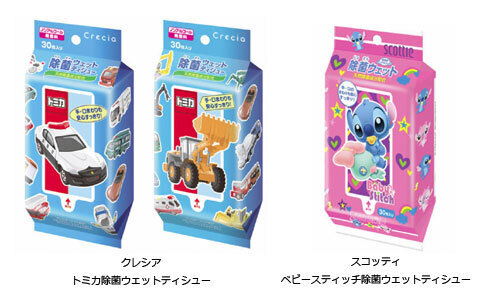 天然除菌成分で、手・口まわりをやさしく除菌！「クレシア　トミカ除菌ウェットティシュー」リニューアル発売