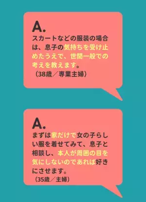 息子が『女の子らしい』服を学校に！？もしもアンケートの結果…約6割が「止めない」と回答