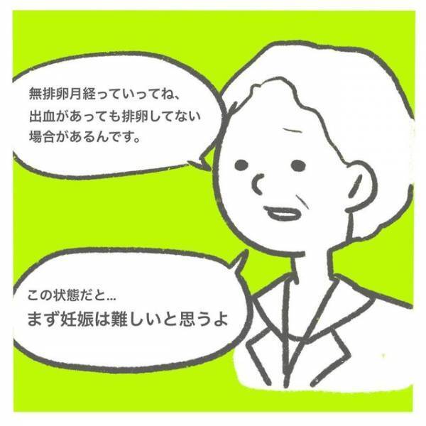『妊娠は難しい』生理はあるものの、医師から“無排卵月経”と言われた私。ひどくショックを受け…【授かるの3年かかりました＃5】