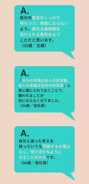 嫌われる勇気を持つには…過半数が『人に流されないこと』と回答。その理由は「自分の目標が見えてくる」「自分軸で行動できる」