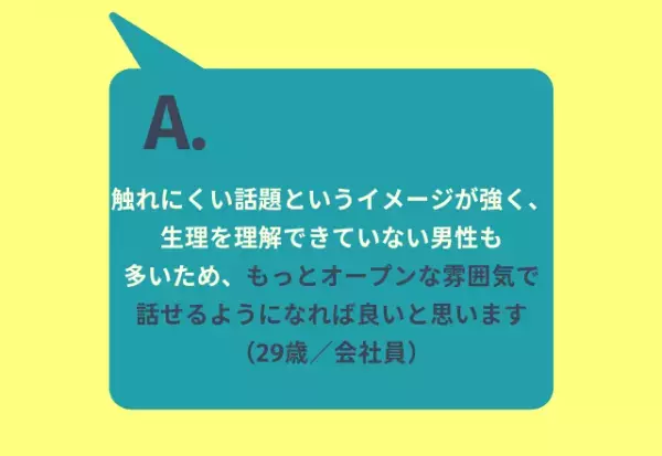 約7割が「生理について気軽に話したい」と回答。その理由は…「対処法を共有したい」「ひとりで抱えるのはしんどい」
