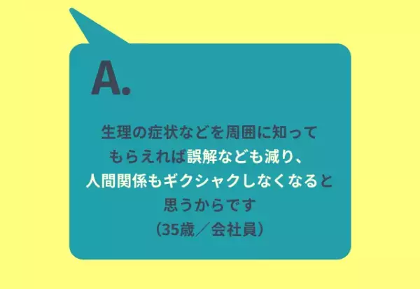 約7割が「生理について気軽に話したい」と回答。その理由は…「対処法を共有したい」「ひとりで抱えるのはしんどい」