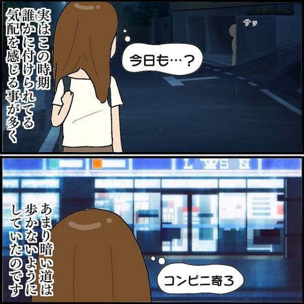 夜道で感じた気配は本物だった…。カーテンの隙間から見えたものに読者は…⇒「1人で夜道を歩かない」「周りの人に相談して」