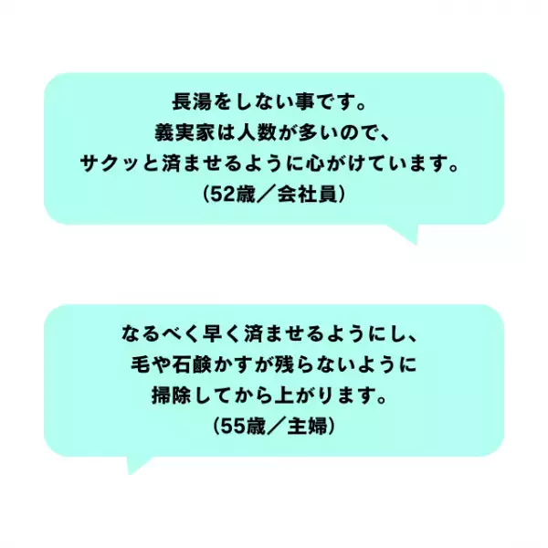 義実家でのお風呂いつ入る？2位パートナーの後、1位は？