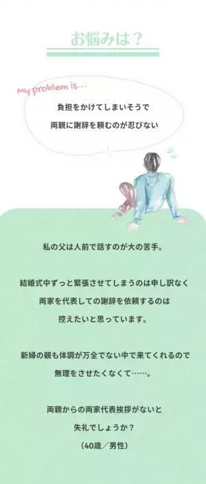 『父は人前で話すのが苦手で…』父以外に謝辞を頼むには？