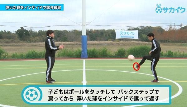 浮き球をダイレクトで思った方向に蹴る（インサイド）｜サッカー３分間トレーニング