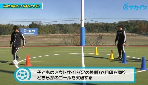 【サッカートレーニング】アウトサイドを使って相手を交わせるようになる！苦手克服練習法