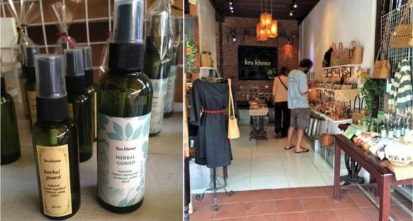 カンボジア国産有機ハーブを使ったスパグッズが並ぶ店「kru khmer」