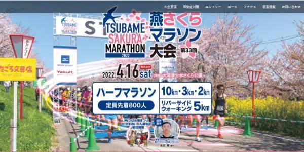桜の下でランラン「燕さくらマラソン」受付中