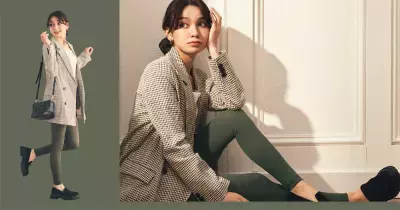 リブ着圧レギンス「ベルシアーリブステッチ」に大人カジュアルな新色「カーキ」 が登場！