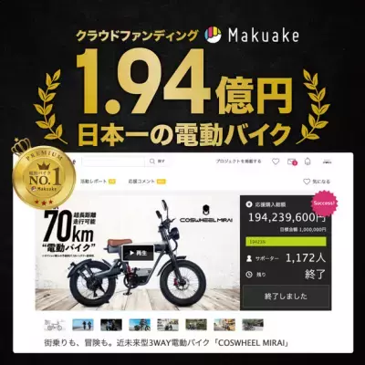 COSWHEEL MIRAI電動バイク新規ご購入者に電動キックボードプレゼント「みんなでおでかけキャンペーン」4/25より開催！