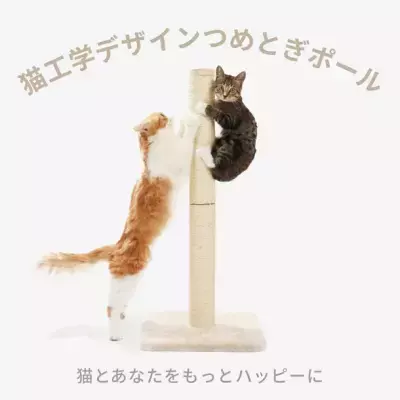 即完売の大人気！猫が立ってつめとぎができるタテ型タイプの爪とぎ 「バリバリつめとぎポール 麻」に高さのあるLサイズが新登場