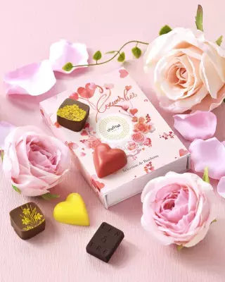 ハート形のバラで表現したデザインの 限定BOXに新作ボンボンを詰め合わせ！LENOTRE ＜ルノートル＞のバレンタインの テーマは「つながる心」