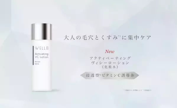 3種のビタミンを黄金バランスで！WELL8新作化粧水で大人の毛穴・くすみを一掃