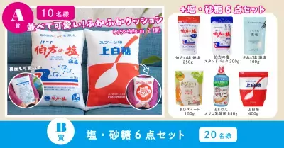 「伯方の塩」と「スプーン印・ばら印のお砂糖」がふかふかクッションに！Instagramでプレゼントキャンペーンを開催【砂糖の日、3月10日(月)からスタート】