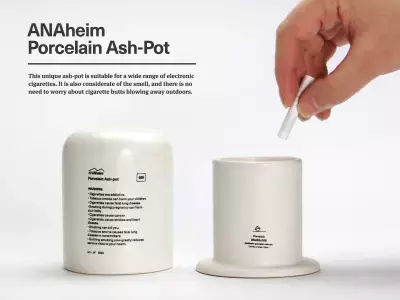 電子タバコユーザーの新定番「ANAheim Porcelain Ash-Pot」2025年8月上旬に発売！機能美を備えた蓋付き磁器製灰皿