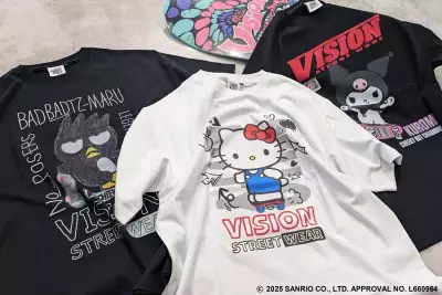 ハローキティ、クロミ、バッドばつ丸とストリートブランド「VISION STREET WEAR」のコラボTシャツが登場！Ha-Li-C STOREで2025年5月21日(水)販売開始