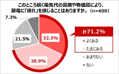 電気代や物価を意識せざるをえない状況が継続、7割が節電対策に負担
