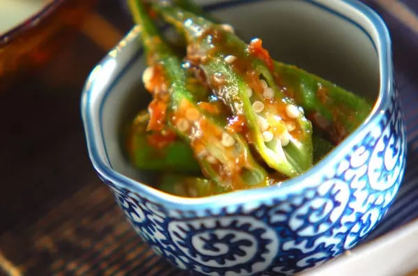 ゆでオクラの梅肉和え