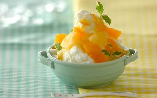 オレンジヨーグルトの台湾風かき氷