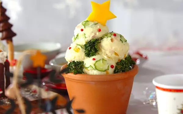 華やかでキュート！　クリスマスツリーポテトサラダ