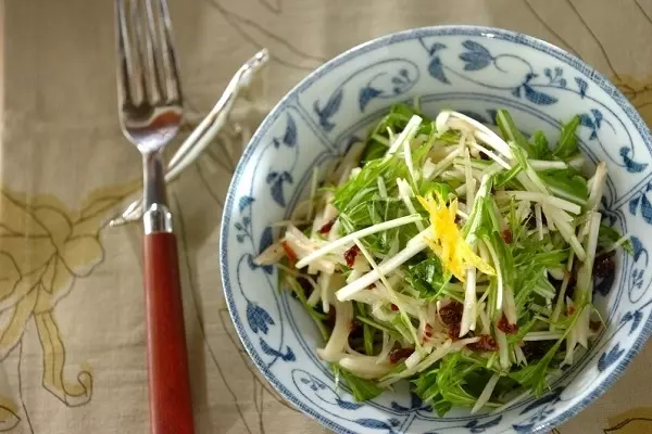 菊芋と水菜のユズ風味ラぺサラダ