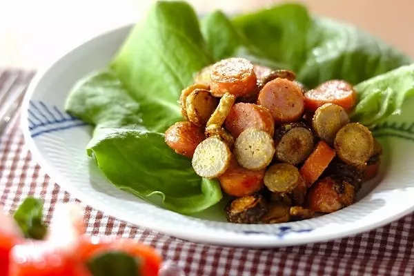 輪切りゴボウのカレーマヨ和え