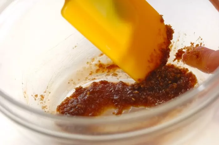 春菊のゴマ和えの下準備1