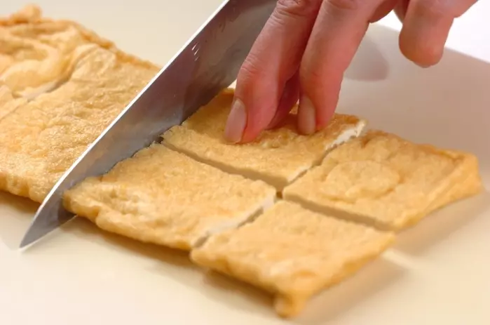 シイタケと油揚げの甘辛煮の下準備2