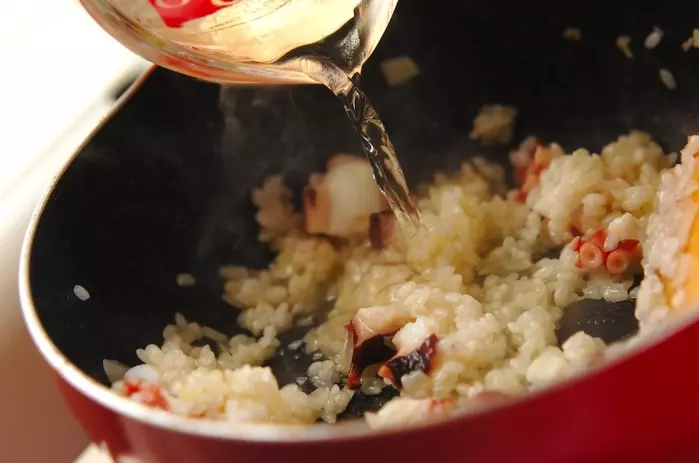 アスパラとタコのリゾットの作り方2