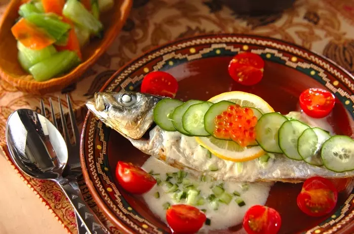 ヨーグルトソースがけ焼きアジ