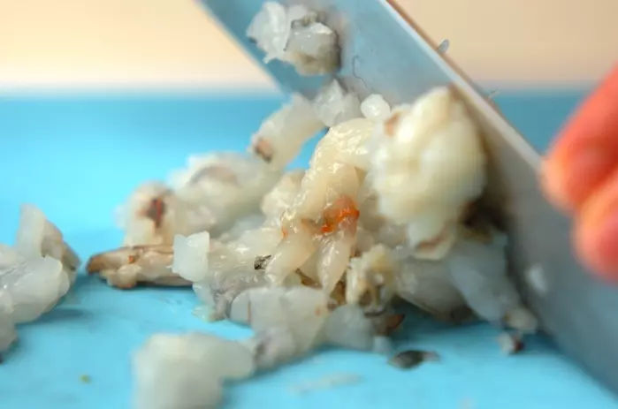 エビ入りナスのはさみ揚げの下準備2