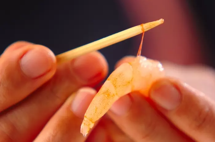 卵豆腐のエビあんかけの下準備1