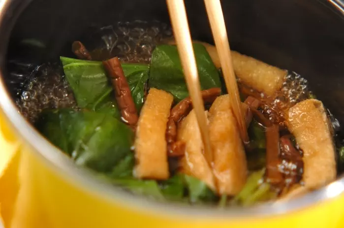 ゼンマイとホウレン草の煮物の作り方2