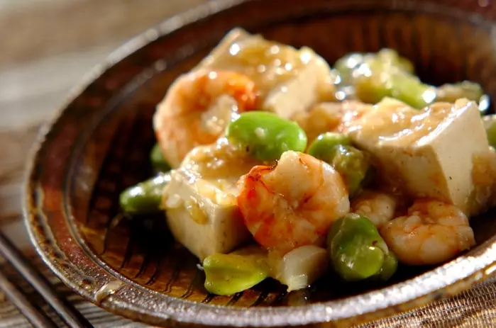エビと豆腐の塩炒め