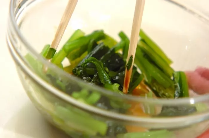 小松菜とジャコのお浸しの作り方1