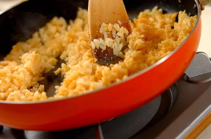 高菜と明太子のチャーハンの作り方1