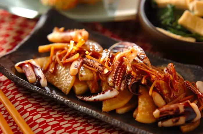 イカゲソと大根のショウガ炒め