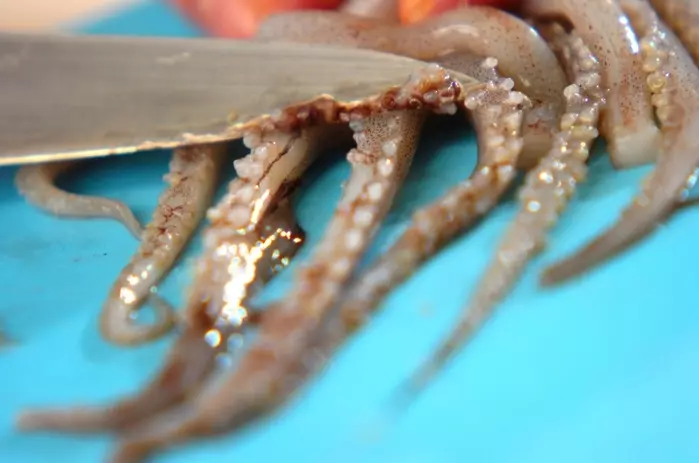 やわらかイカとほっくりジャガイモの煮物の下準備1