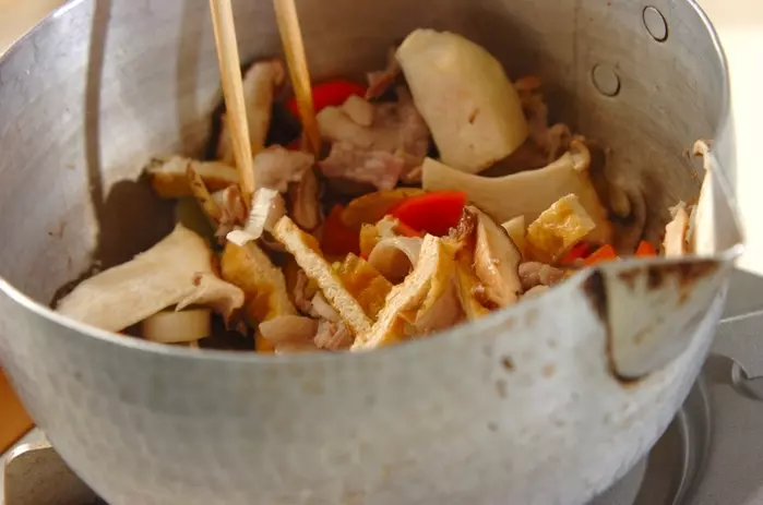 煮とかしカボチャのほうとうの作り方1