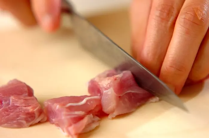 鶏肉とタケノコのレンジおこわの下準備2