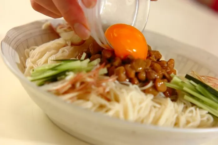 冷やし納豆素麺の作り方2
