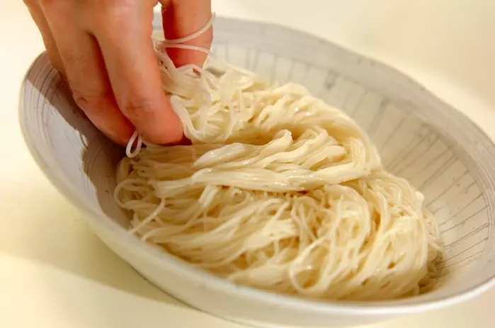 冷やし納豆素麺の作り方1