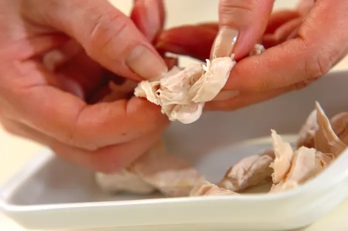 ささ身とクレソンの春巻きの作り方1