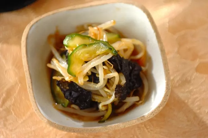 モヤシとキュウリの海苔和え