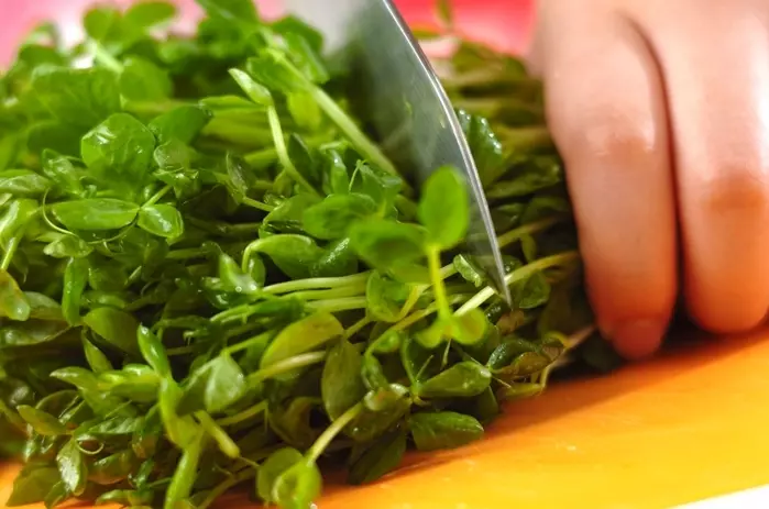 豆苗とツナのマヨネーズ和えの下準備1