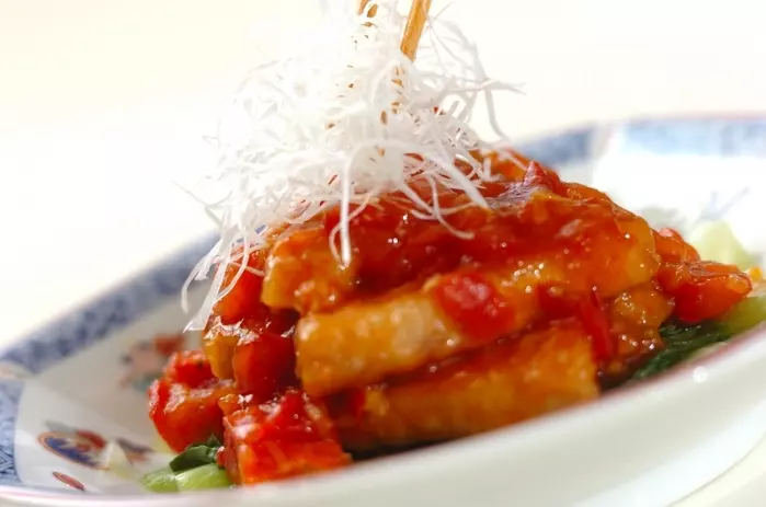 ビンチョウマグロのチリソースからめの作り方6